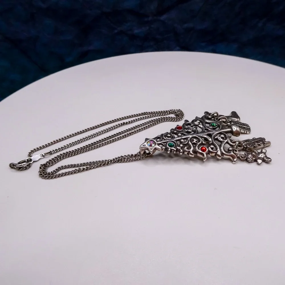 Schube Christmas Tree Pendant Necklace Brooch Pin Charm Sterling Silver 925
